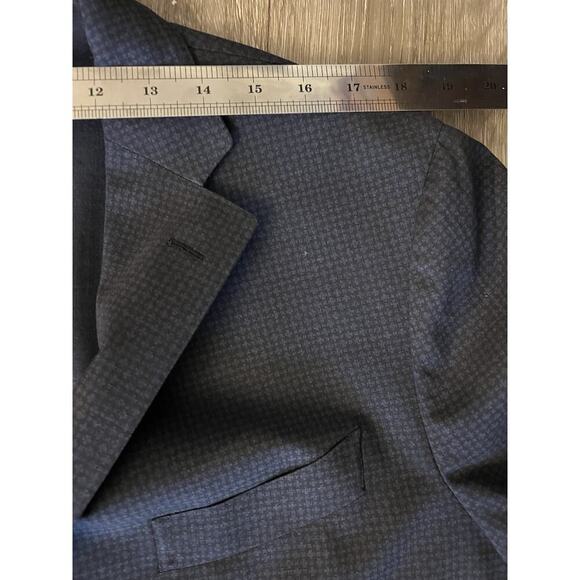 LARDINI Mens Size IT 54/US 44 Wool Pattern Blazer Blue Pockets Made Italy - Picture 12 of 14